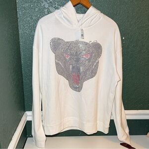 NEW! Heads or Tails RARE Rhinestone Studded Bear Streetwear Hoodie 2XL